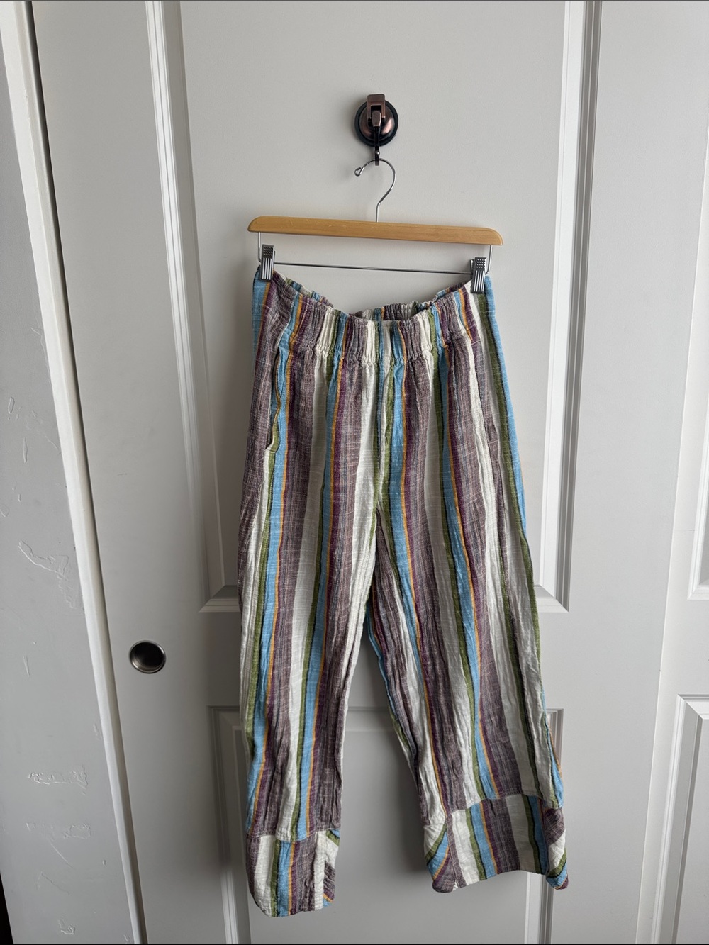 Free People Linen Striped Pull-on Pants